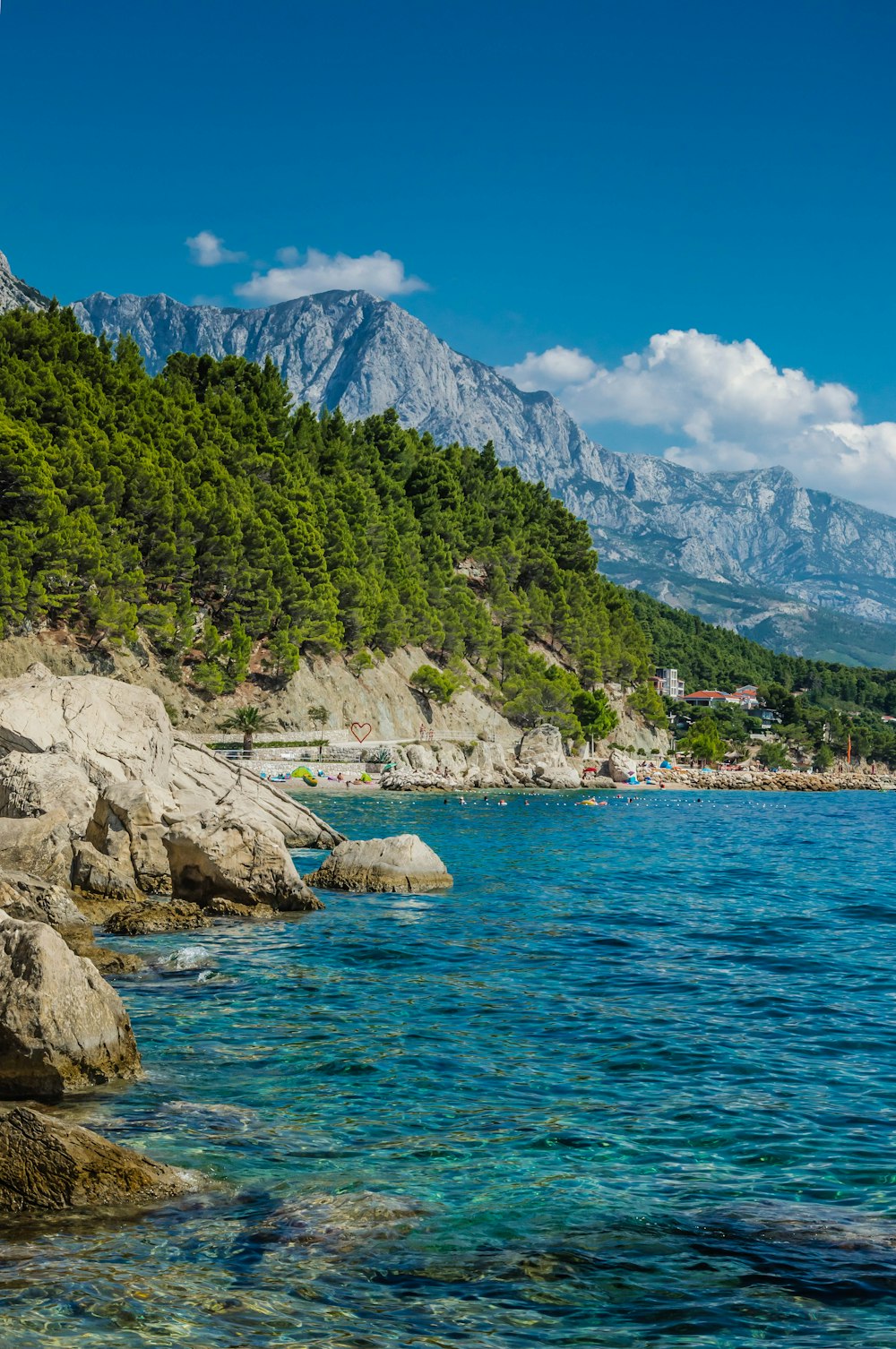 a body of water surrounded by mountains and trees