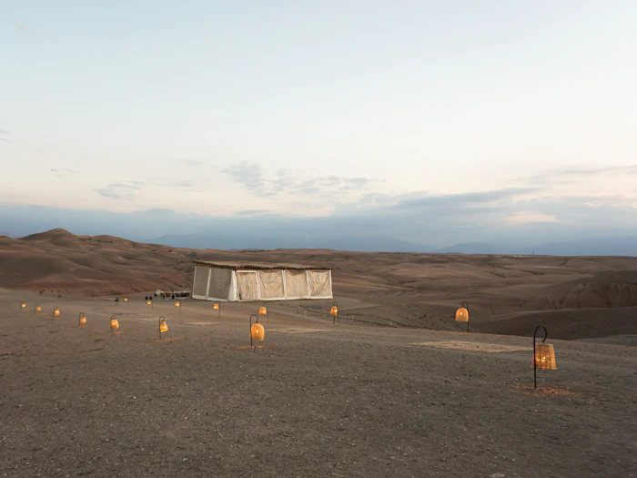 Agafay desert at dusk