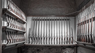 An appraiser carefully inspecting a rare firearm in a well-lit room.