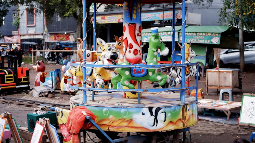 a merry go round ride in an amusement park