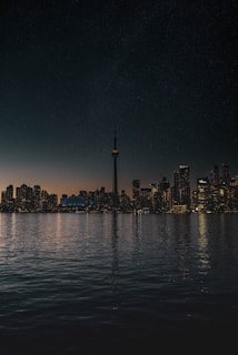 Electric cables and city textures glistening under Toronto’s night sky.