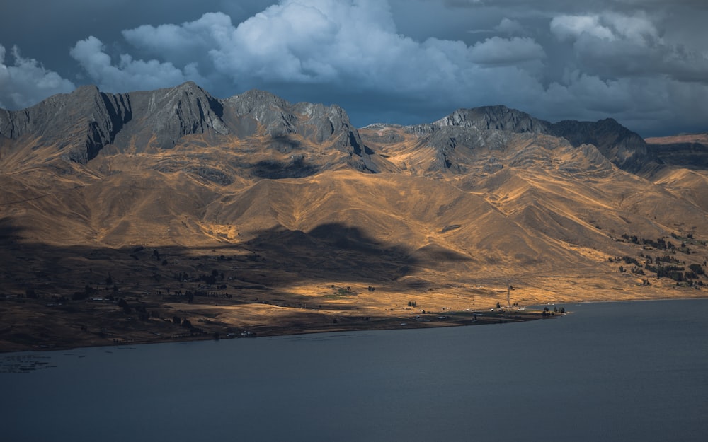 a large body of water surrounded by mountains