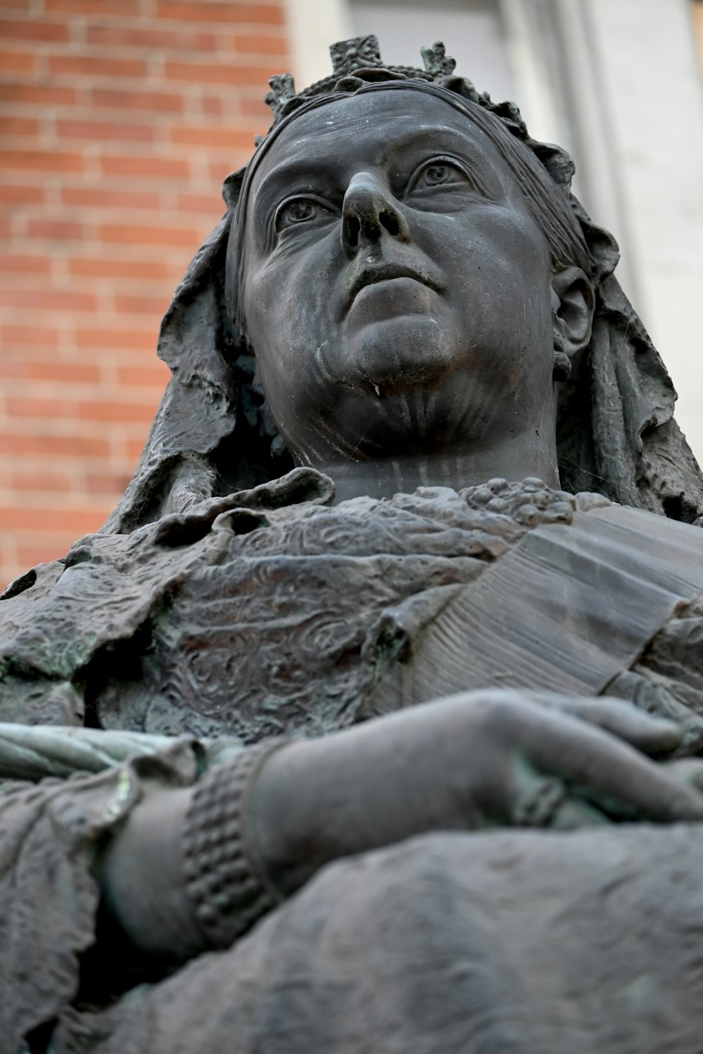 a close up of a statue of a woman