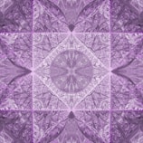 A symmetrical and intricate design with fractal patterns in shades of purple. The central motif resembles a mandala with radial symmetry and detailed textures, creating a sense of depth and complexity.