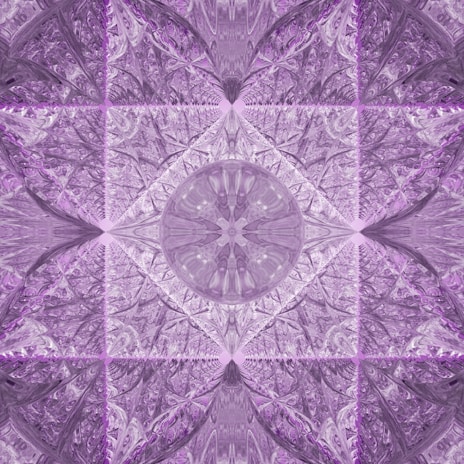 A complex sacred geometry pattern in shimmering gold overlaying a deep purple celestial map, resembling a digital temple of knowledge.