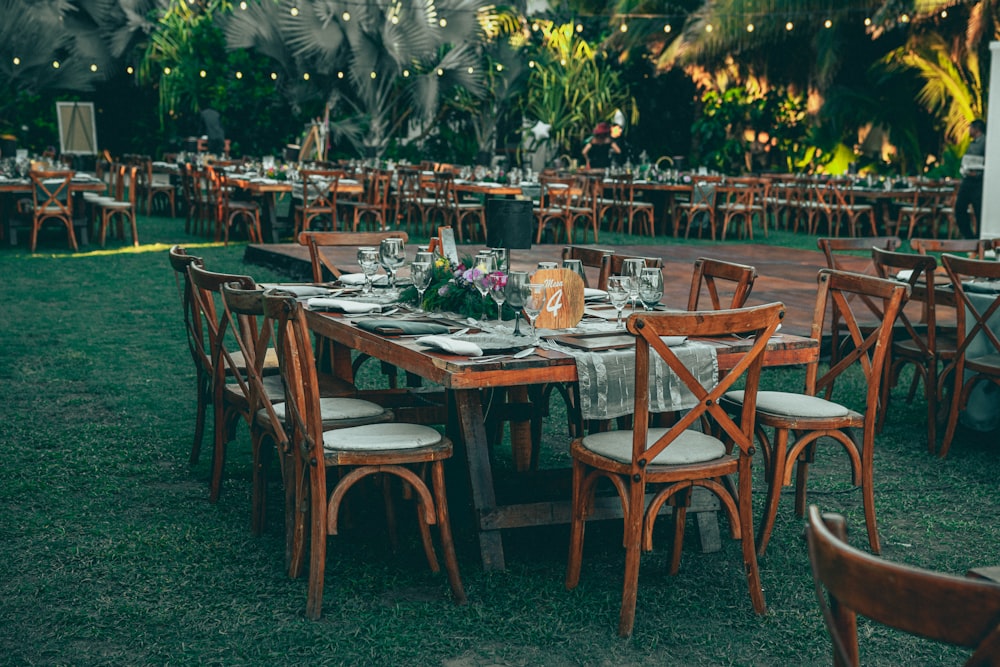 a table set up for a wedding reception