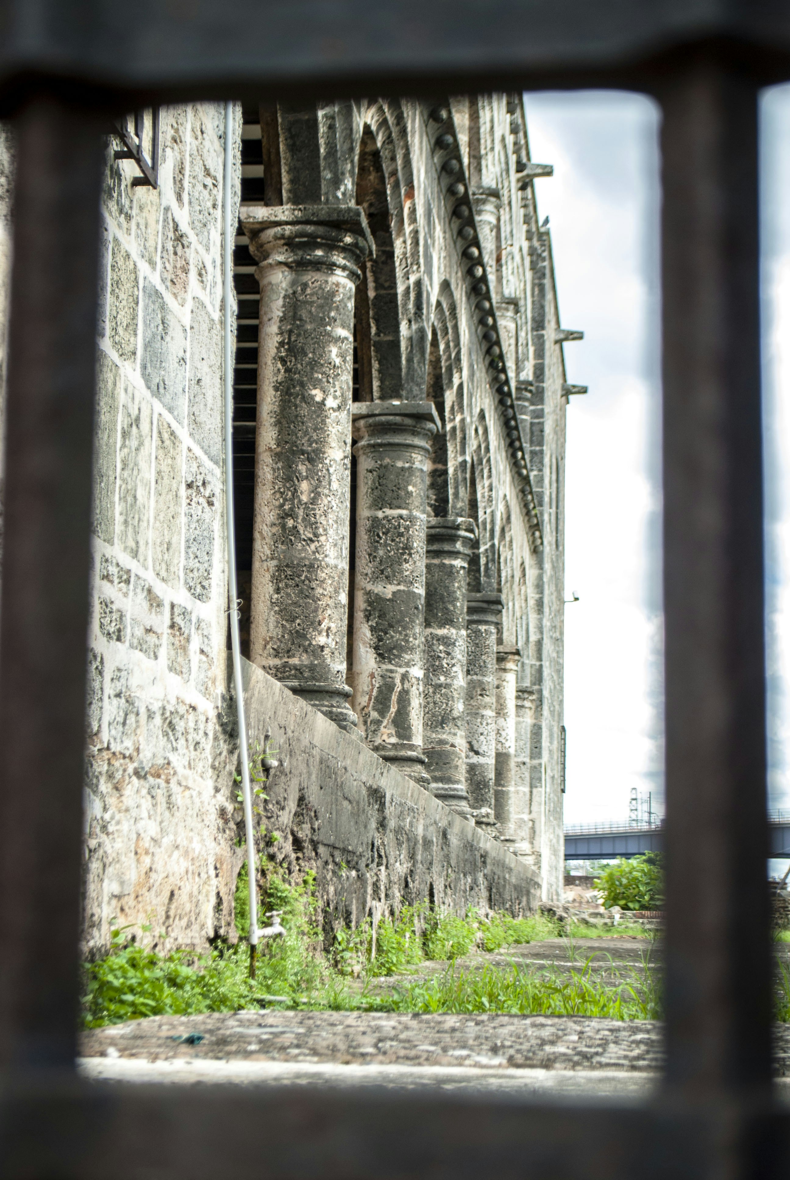 a view of a building through a window