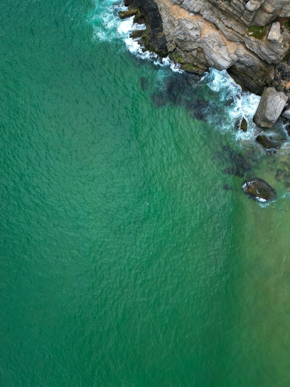 an aerial view of a body of water