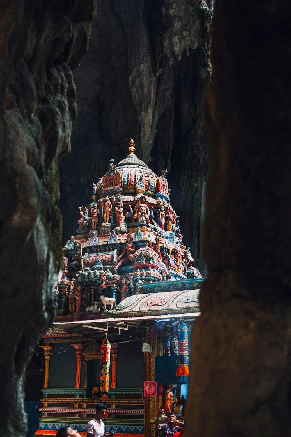 a small temple in the middle of a cave