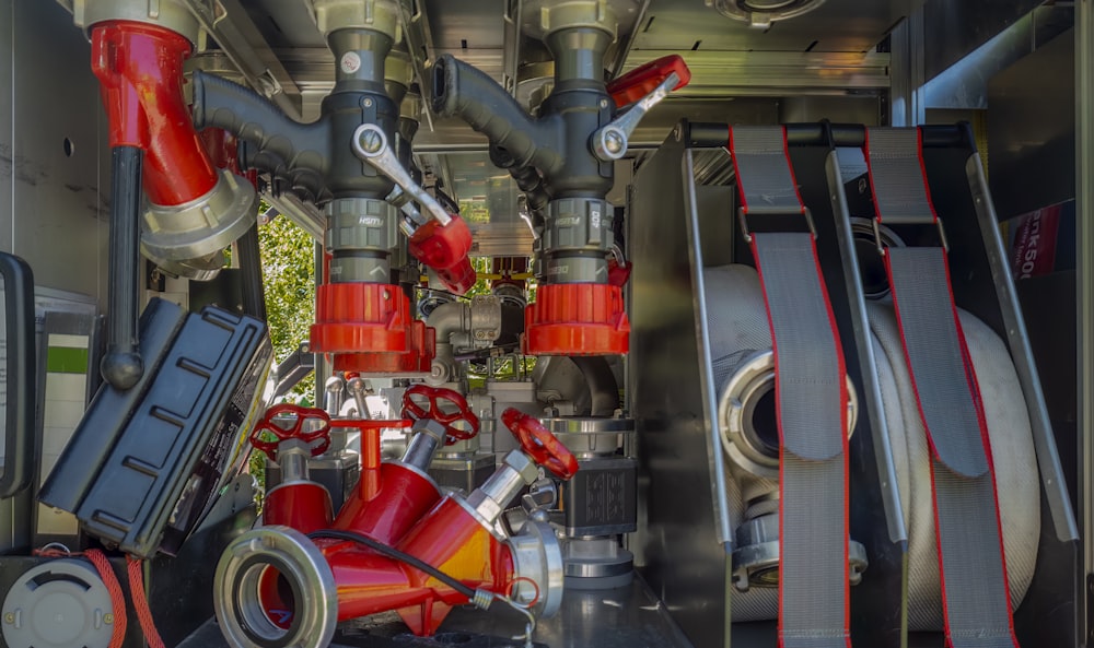 a close up of a machine with a lot of pipes