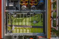 Rows of emergency vehicle parts neatly organized in the company’s parts department.