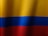 a close up of a red, yellow and blue flag