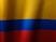 a close up of a red, yellow and blue flag