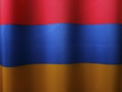 a close up of a red, blue, and yellow curtain