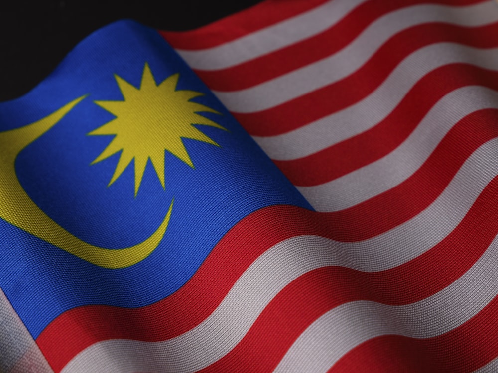 말레이시아 국기의 클로즈업