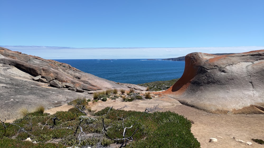 a view of the ocean from the top of a mountain