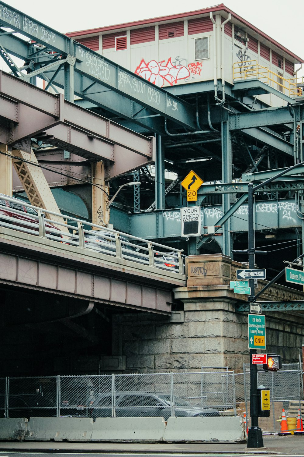 a bridge that has a train going over it