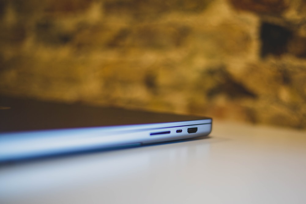 a close up of a laptop on a table