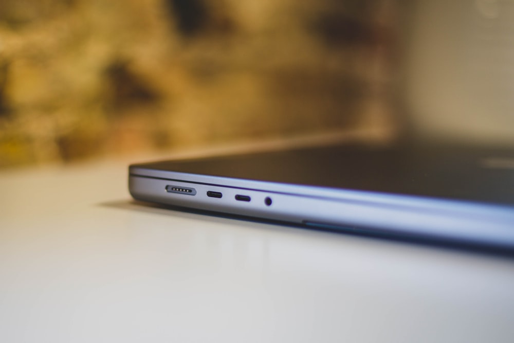 a close up of a laptop on a table