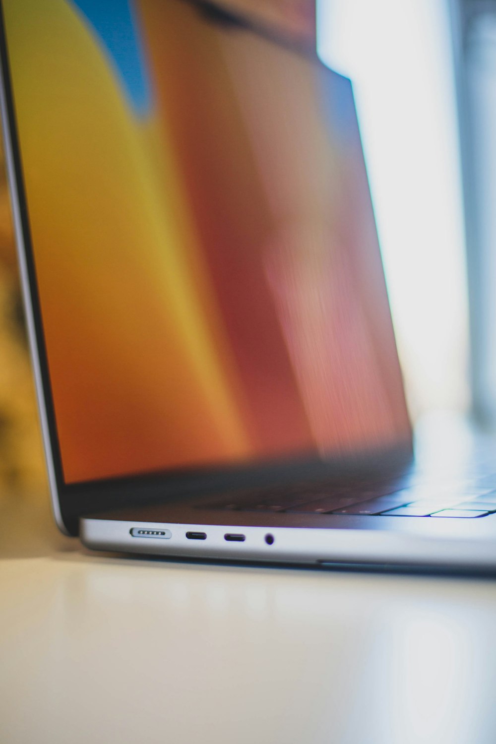 a close up of a laptop on a table