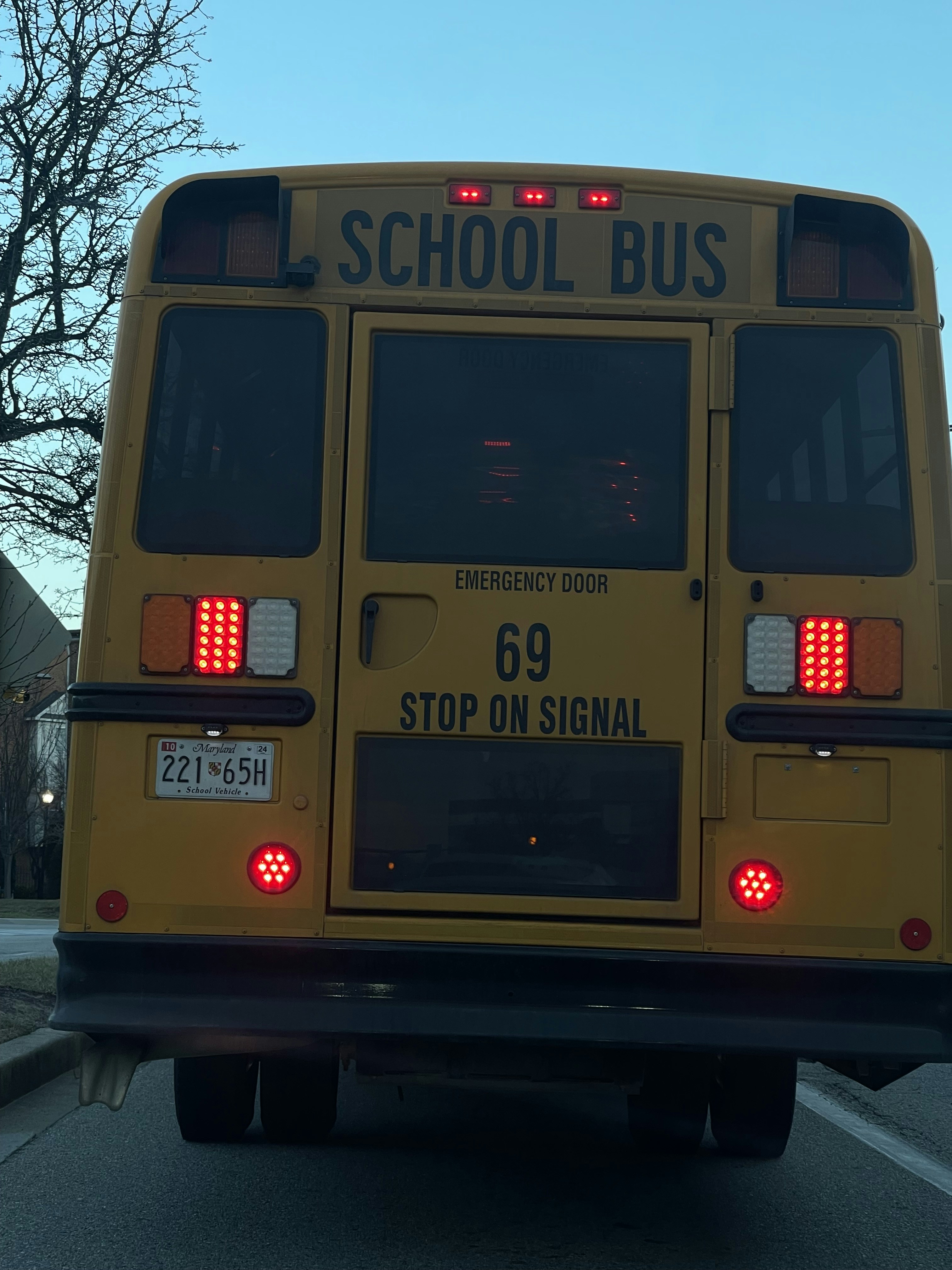 a school bus parked on the side of the road