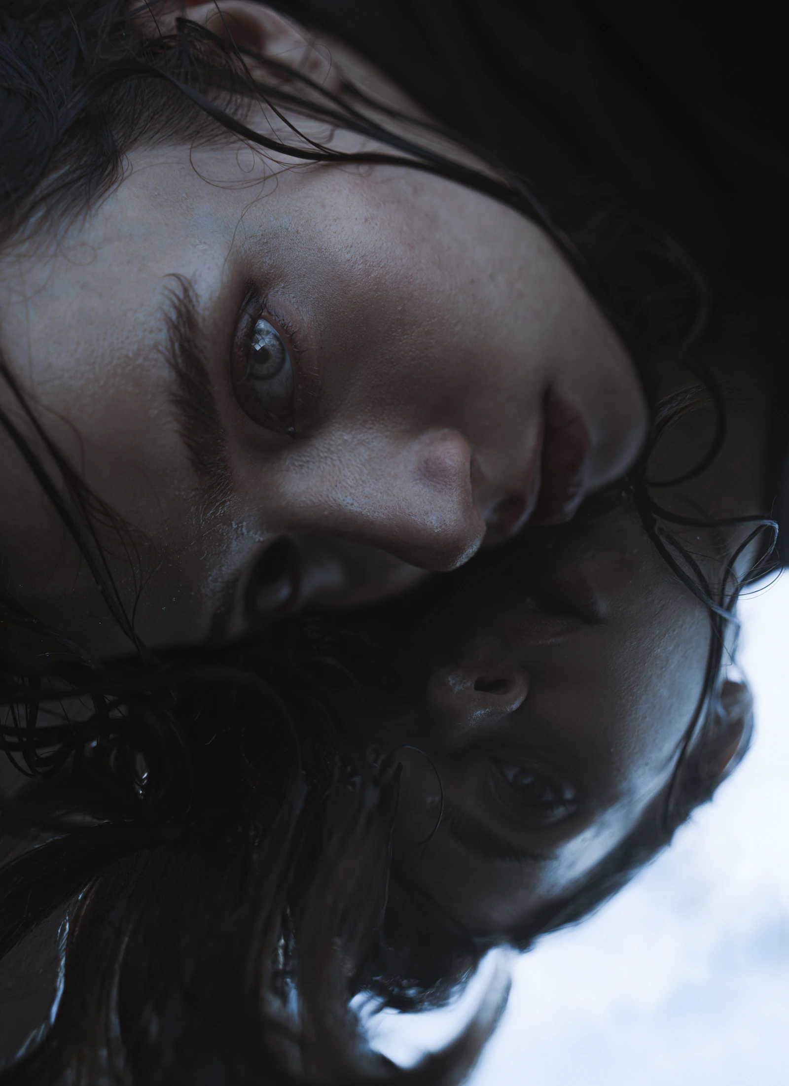 Close-up of a woman with wet hair — the starting point for both blow drying and air drying