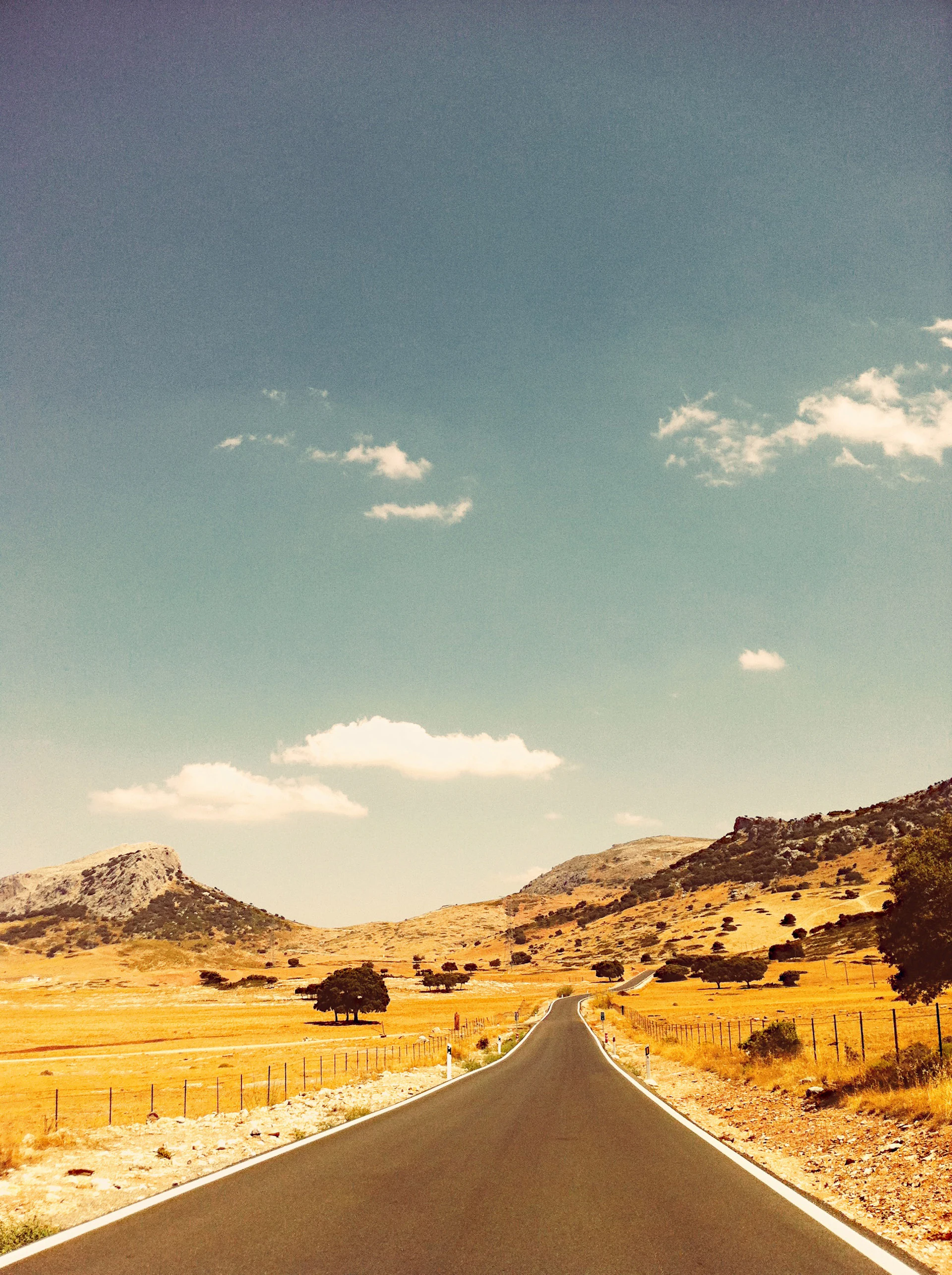 Road crossing open desert land