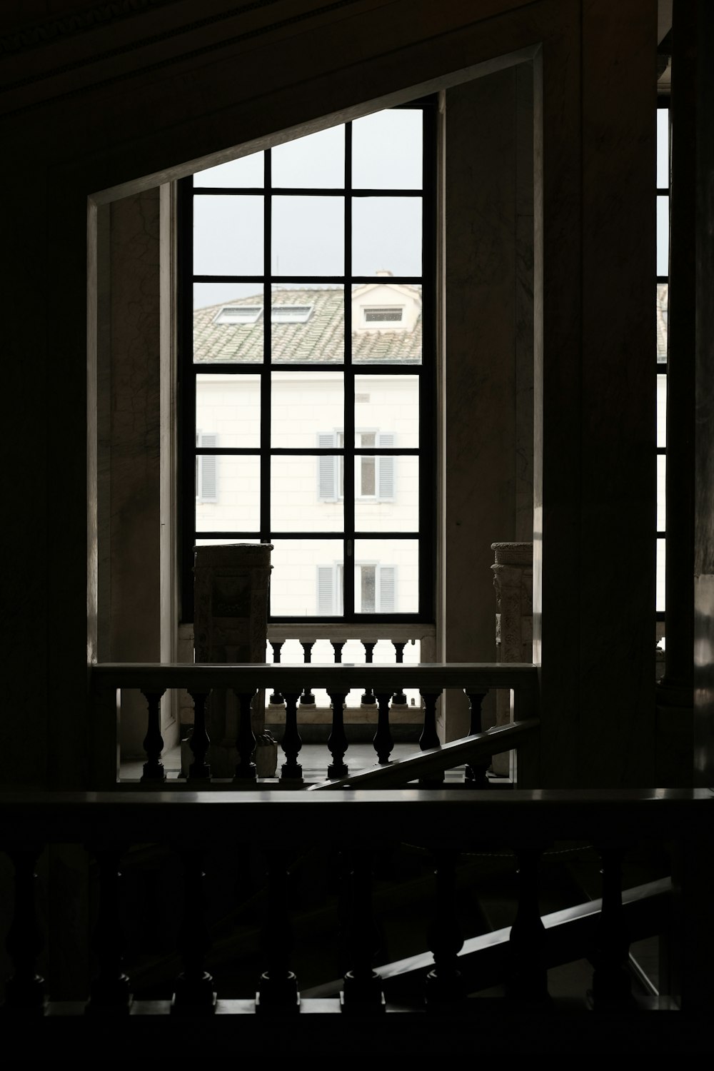 a view of a building through a window