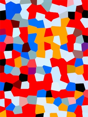 A vibrant canvas featuring abstract shapes and colors that evoke Mediterranean landscapes.