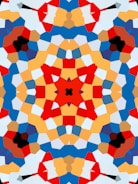 Close-up of a user clicking the save button on a colorful kaleidoscope pattern.