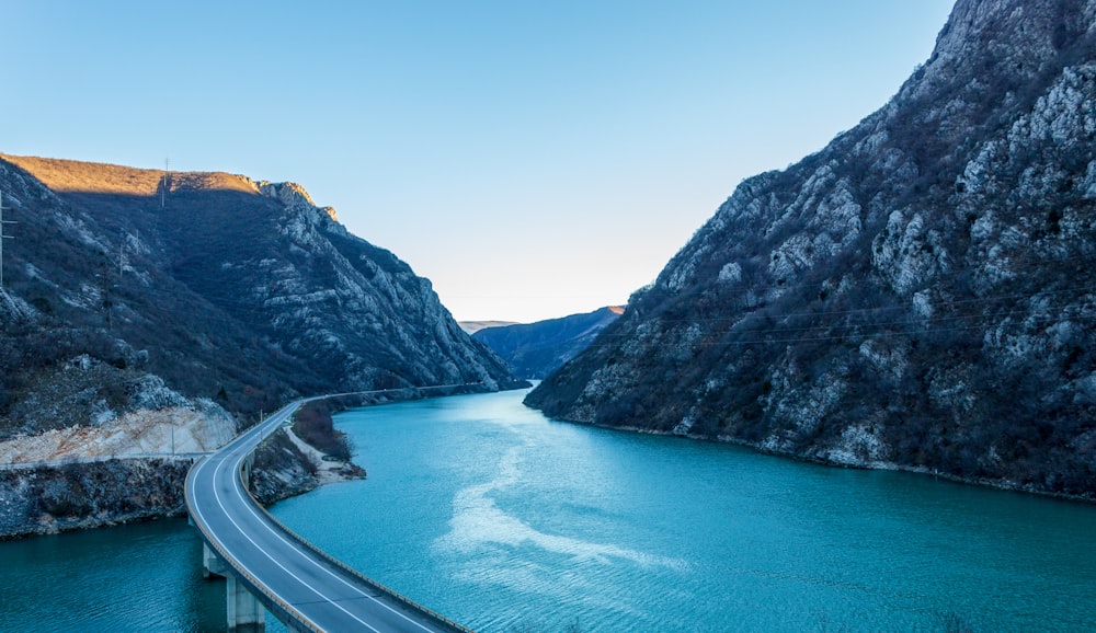 a view of a highway going through a canyon