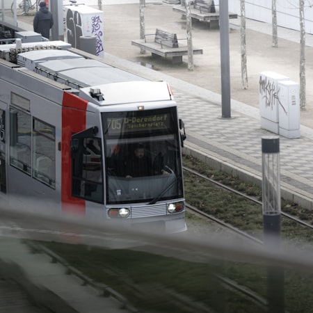 Düsseldorf Rheinbahn tram on city tracks