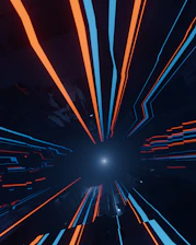 Abstract desert mountains blending into a digital network, symbolizing cross-border connection.