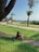 A happy reader sitting in a park, reading 'Naturaleza Maestra de Vida'.