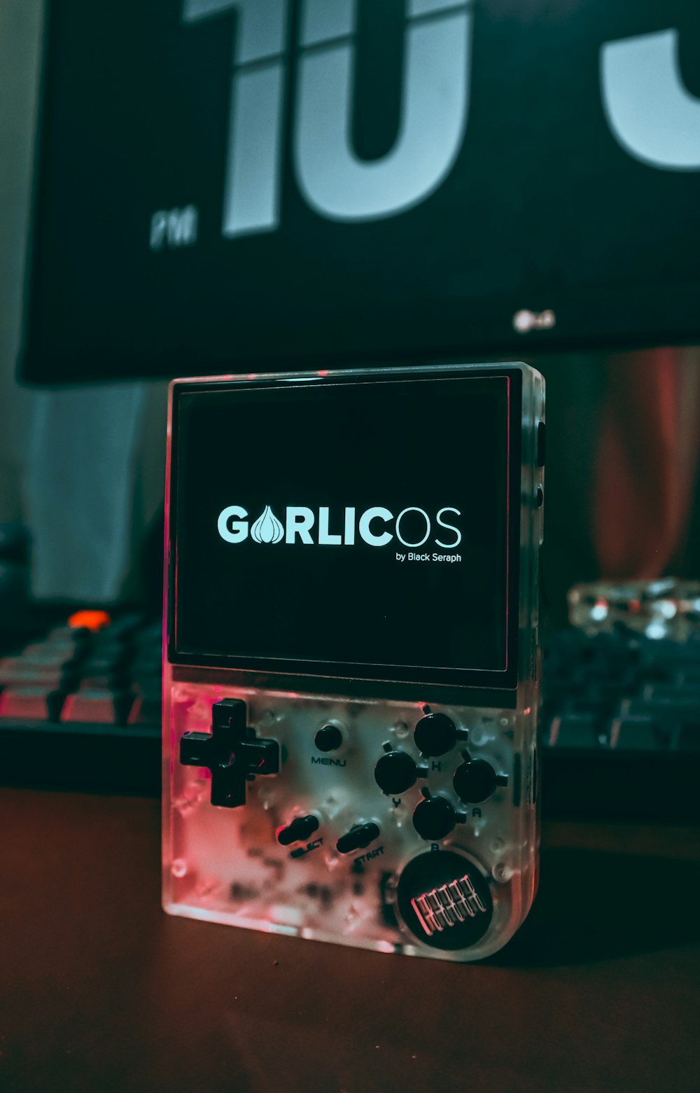 a close up of a controller on a table