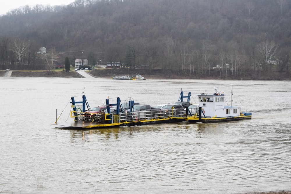 a large boat floating on top of a river