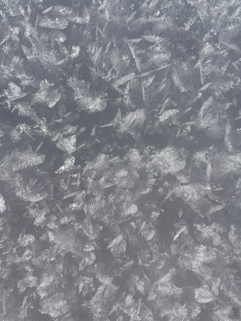 Una vista de cerca de un montón de cristales de hielo
