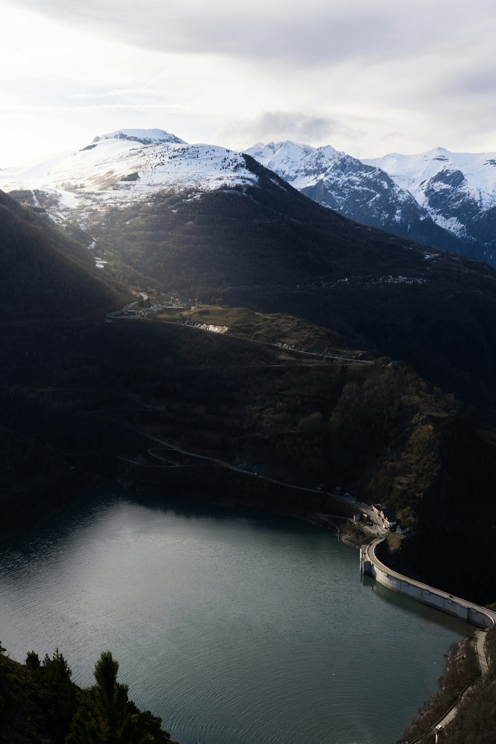 a large body of water surrounded by mountains