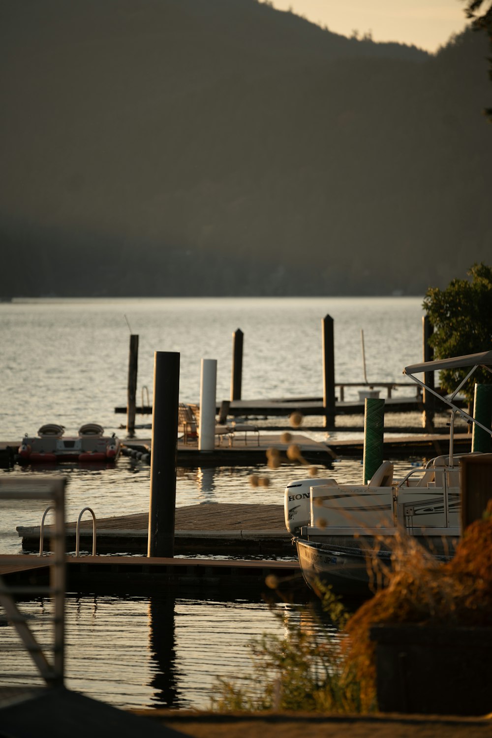 a couple of boats that are sitting in the water