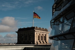 a building with a flag on top of it