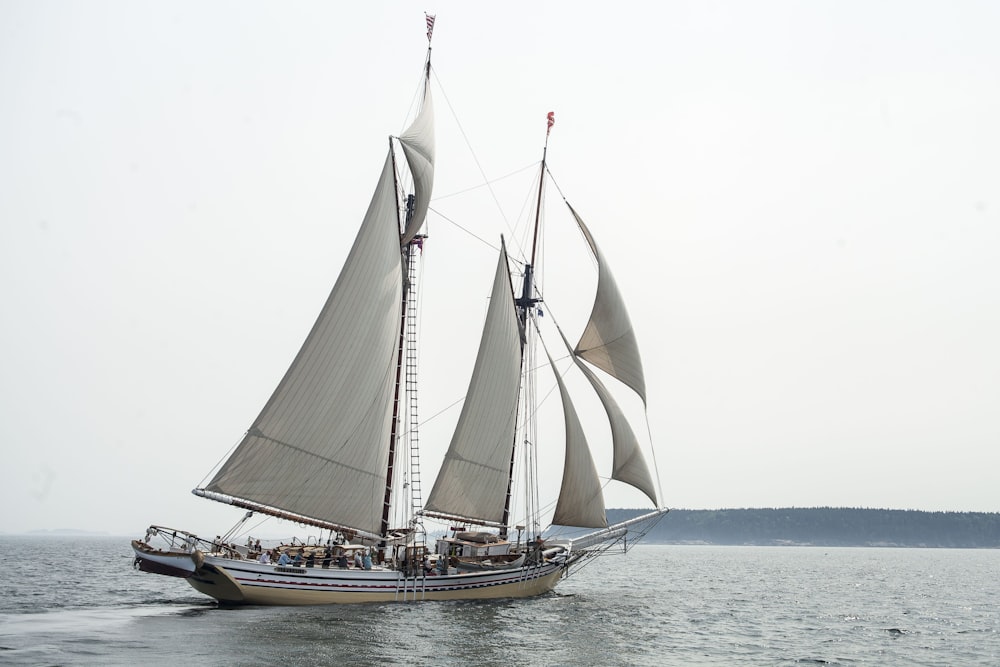 a sailboat with a lot of sails on the water