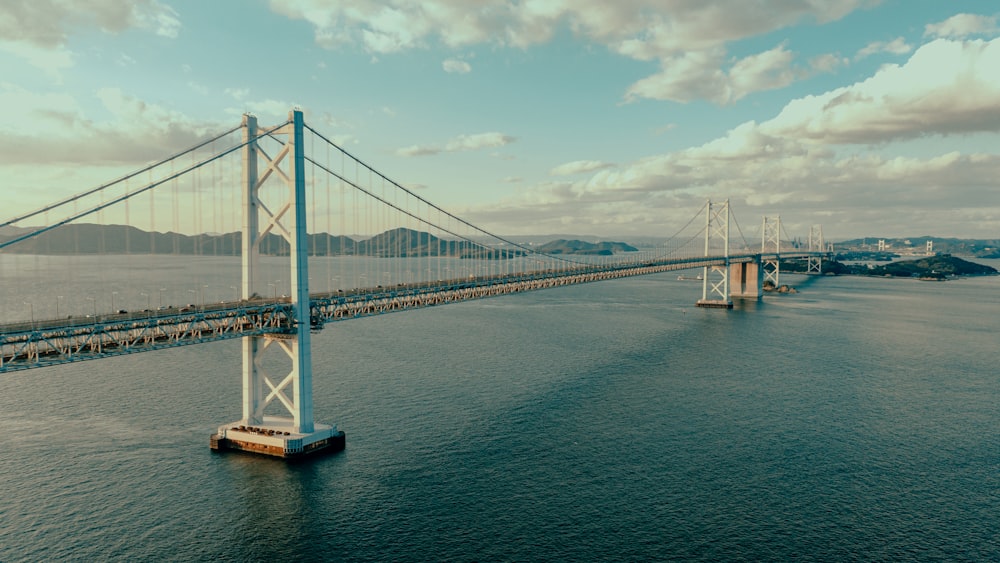 a large bridge spanning over a large body of water