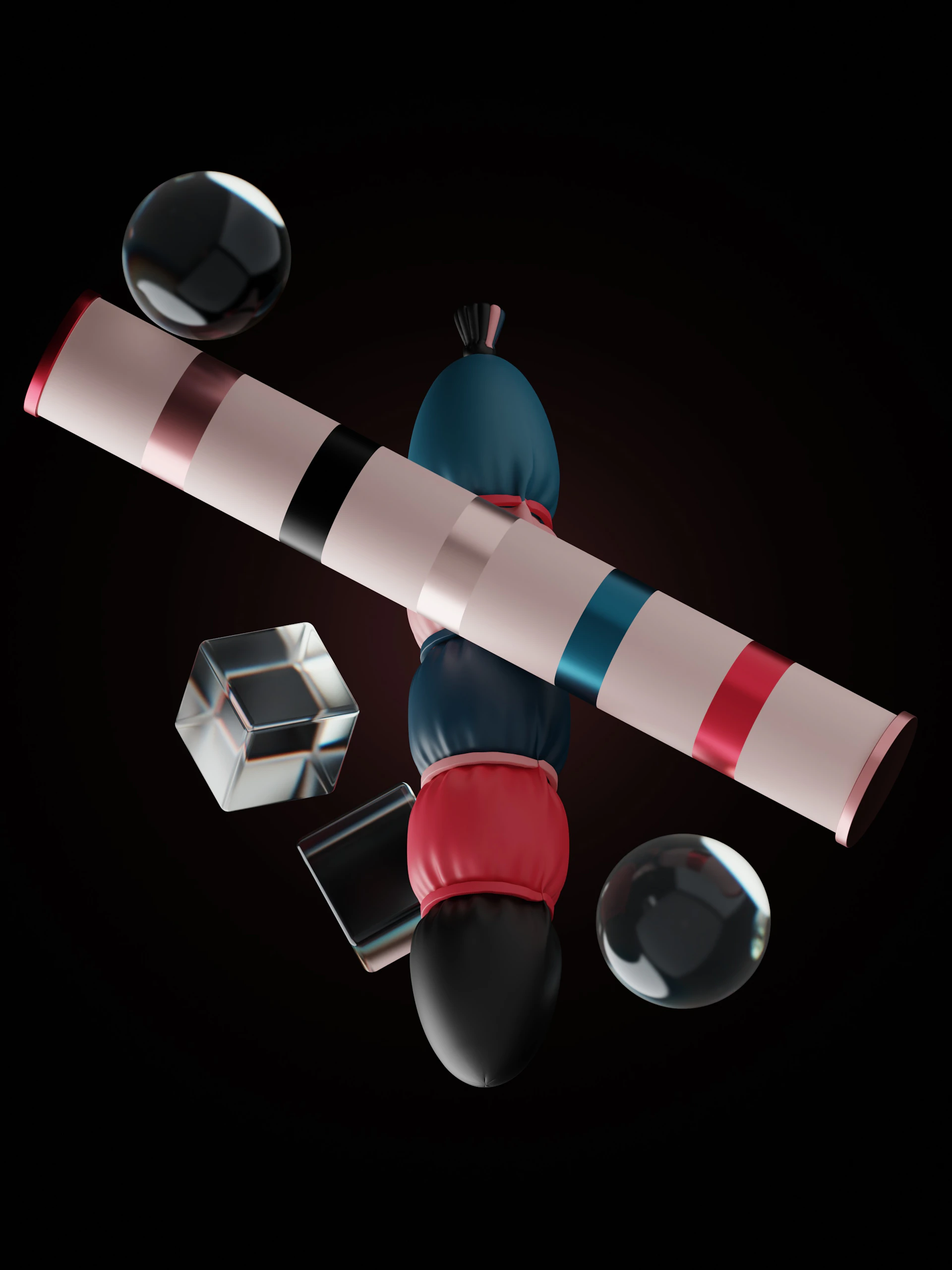 An artistic multimedia composition blending stereophoto elements with abstract geometric shapes in a balanced layout.
