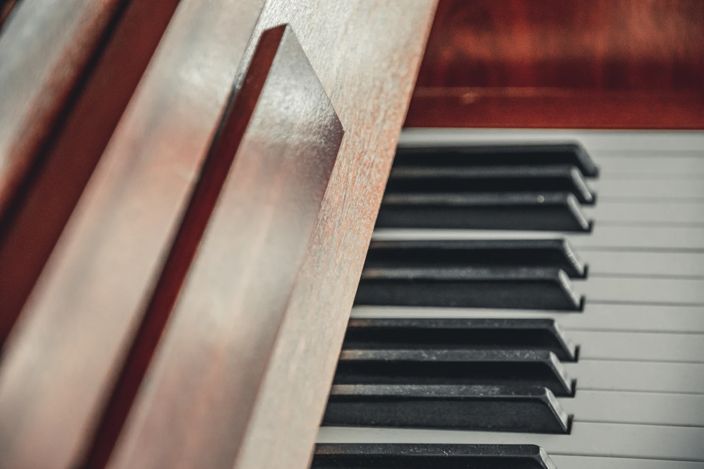Close-up of a piano keyboard
