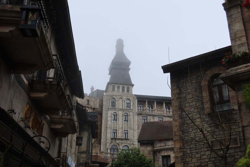 a tall building with a spire on top of it