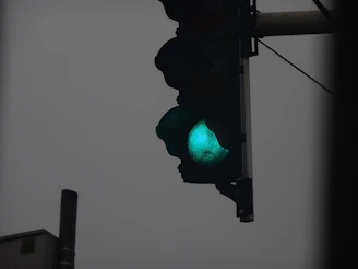 a traffic light with a green light on it