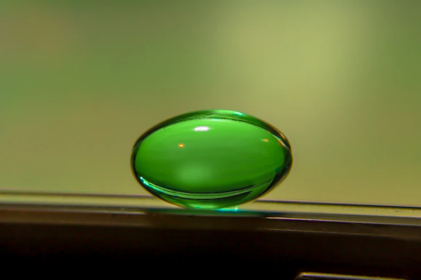 Vibrant green gel polish with glossy finish complementing the verdant theme of the salon.