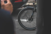 Close-up of a BMX bike wheel spinning fast on the Ruckstrack BMX track.