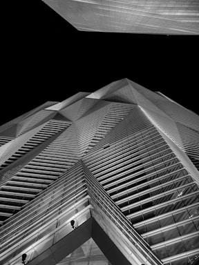 a black and white photo of a tall building