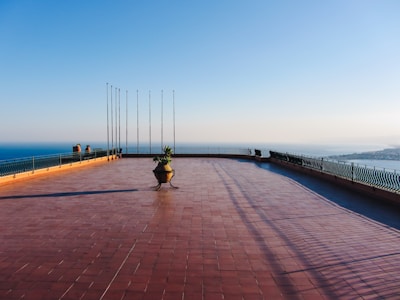 Spacious terrace overlooking the sparkling blue sea on the Costa del Sol